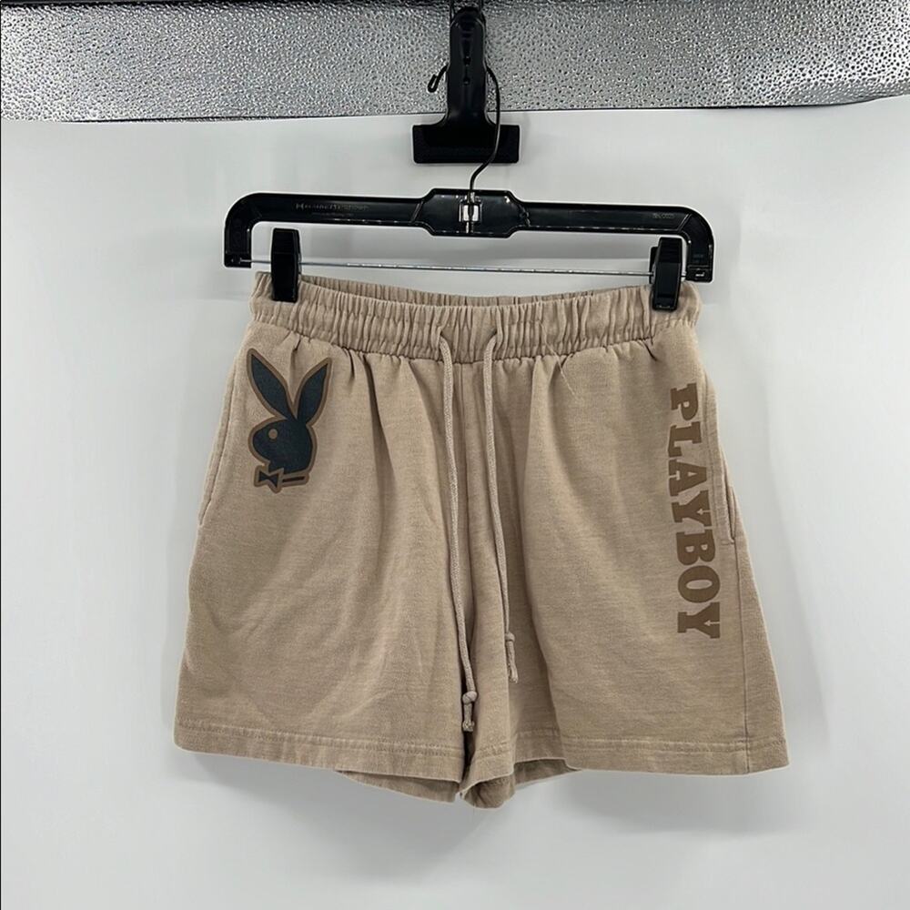 Playboy Women's Sweat Shorts - Tan - Small